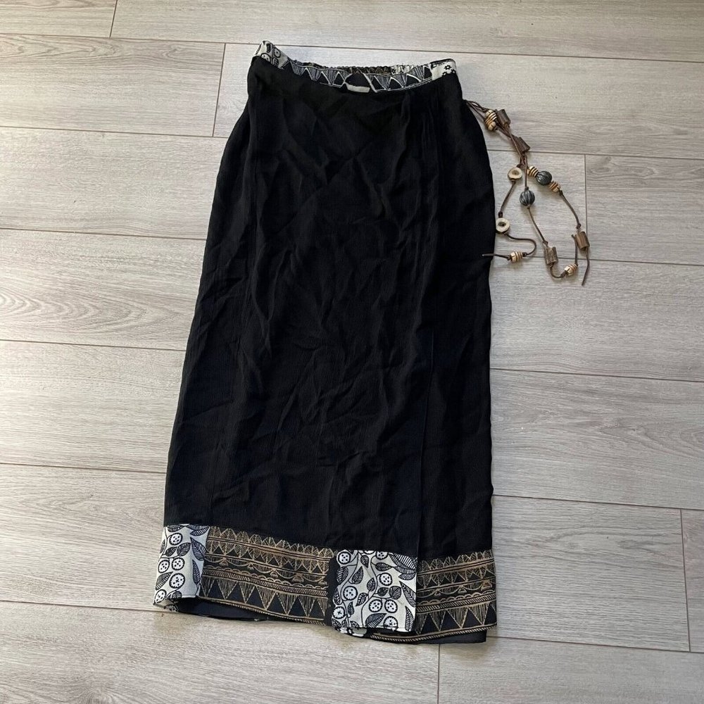 Vintage Dorothy Schoelen Platinum Wrap S Boho Lagenlook Skirt Black